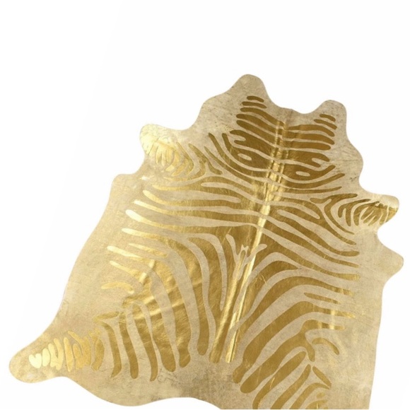 6 ft. x 6.5 ft | XL | Metallic Foil Gold Authentic Leather Suede Cowhide Rug - Picture 8 of 9